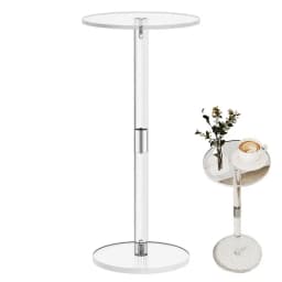 Acrylic Drink Table Clear Small Round End Table Transparent Acrylic Home Room Side Table For Drinks Snacks Phones and Coffee