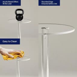 Acrylic Drink Table Clear Small Round End Table Transparent Acrylic Home Room Side Table For Drinks Snacks Phones and Coffee