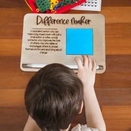 Difference Maker Notepad NotePad Holder & Desk Organizer Wooden Notepad & Pen Holder Sticky Note Pad Dispenser for Home School