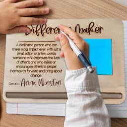 Difference Maker Notepad NotePad Holder & Desk Organizer Wooden Notepad & Pen Holder Sticky Note Pad Dispenser for Home School