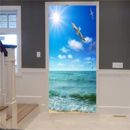 3 Wall Stickers Landscape Water Self- Door Murals , C, 77x200cm