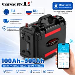Lifepo4 Battery 12v 100ah 120Ah 200Ah 300Ah 6000+ Cycle Rechargeable Battery Built-in BMS Bluetooth for Solar RV  Fish Finder
