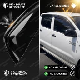 For Toyota Hilux Revo 2015-2024 Weather Shields N80 Sun Rain Guards Window Visors Double Cab Smoked Acrylic 4PCS