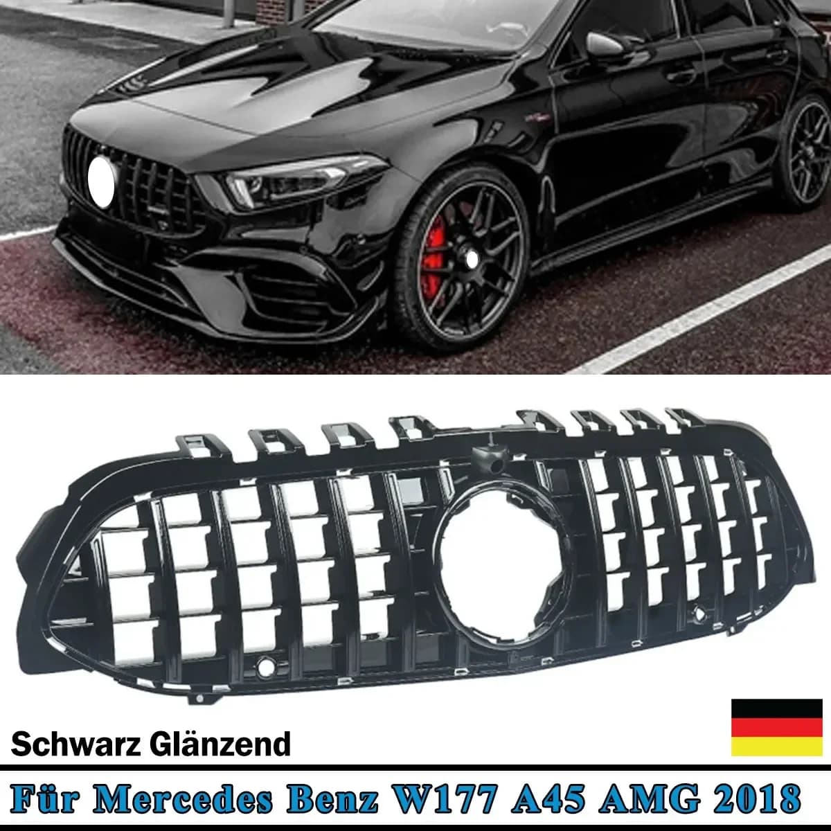 W177 A35 A45 Style Auto Front Bumper Panamericana GTR Grille 2019 2020 2021 2022 Racing Grille for Mercedez Amg GT Grill CAR