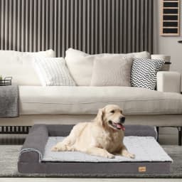 Bolster Dog Bed for Extra Large Dogs, Memory Foam Orthopedic L-Shape Dog beds with Removable Washable Cover Cozy Plush Dog Sofa