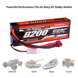 SUNPADOW 8200mAh 2S 3S 4S 7.4V 11.1V 14.8V Lipo Battery EC5 Plug 100C for RC Car Plane DJI Truck Tank Buggy Racing Boat Models