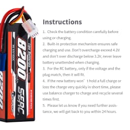 SUNPADOW 8200mAh 2S 3S 4S 7.4V 11.1V 14.8V Lipo Battery EC5 Plug 100C for RC Car Plane DJI Truck Tank Buggy Racing Boat Models