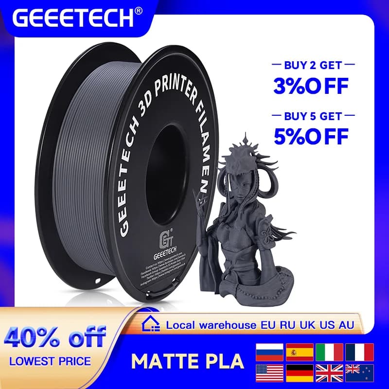 Geeetech 1kg 1.75mm Matte PLA 3D Printer Filament Vacuum Packaging Overseas Warehouses A variety of Colors Fast Ship
