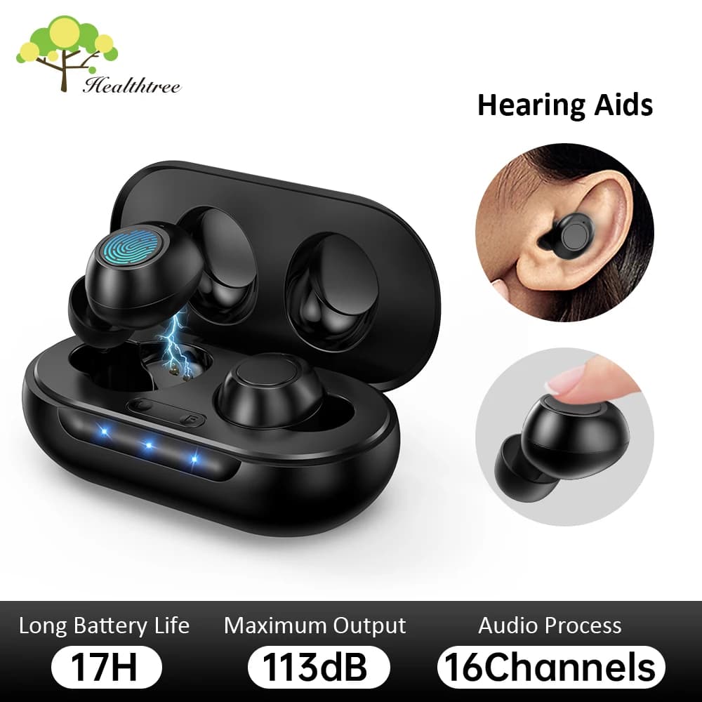 HealthTree Mini Hearing Aids Digital Rechargeable Hearing Aid 16-Channel Sound Process Portable for Deaf Elderly Sound Amplifier