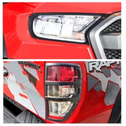 Headlight Cover+Tail Lights Cover Set for Ford Ranger Raptor 2018 2019 2022 Matte Black Rear+Front Lamp Hoods Auto Accessories