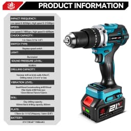 ONEVAN 13MM 650N.M Brushless Electric Impact Drill 20+3 Torque Cordless Screwdriver Drill Power Tool For Makita 18V Battery Pin