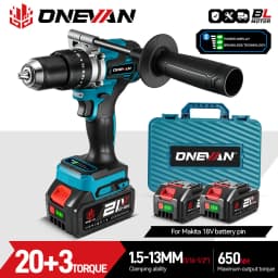 ONEVAN 13MM 650N.M Brushless Electric Impact Drill 20+3 Torque Cordless Screwdriver Drill Power Tool For Makita 18V Battery Pin