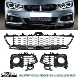 For BMW F32 F33 F36 M Sport Front Center+Left+Right Fog Light Grille Cover 2013-2020