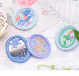 Sealing Wax Seal Stamp Oval Daisies Snowflake Bridge Plant Pattern Gift DIY Scrapbooking Supplies Handbook Brass Craft Stamps