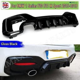 Rear Bumper Diffuser for BMW 1 Series F20 F21 M Sport 125i LCI 2015-2019 Gloss Black Rear Lip Spoiler Lip Single & Dual Exhaust