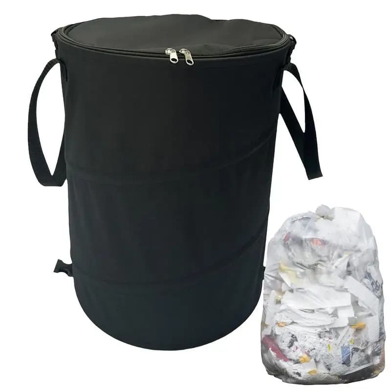 Outdoor Collapsible Leaf Bin Collapsible Garden Bin Trash Can Portable Yard Waste Bag With Zipper 37L Reusable Foldable Utility