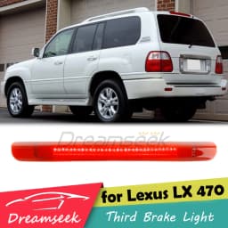 2x LED Rear Tail Light For Toyota Land Cruiser Cygnus J100 / Lexus LX470 1998-2007 3RD Stop High Mount Brake Lamp Red Lens Back