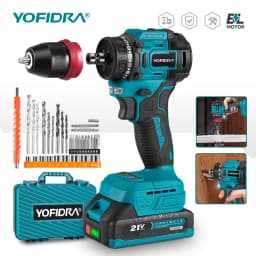 YOFIDRA 2 IN1 Brushless Electric Screwdriver Hammer Cordless Drill Impact Multifunctional Power Tool For Makita 21V Battery Pin