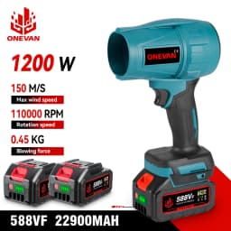 ONEVAN 1200W Electric Turbo Blower Jet Fan 200M/S Violent Air Blower Car Dryer Snow Dust Blowing Tool For Makita 18V Battery Pin