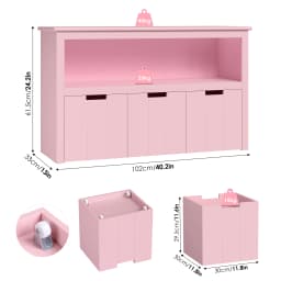 Getone Toy Storage Toy Storage Unit with Rolling Wheels Cabinet with 3 Drawers Kids Toy Storage Children's Bookcase Storage Unit for Living Room 102x33x62cm