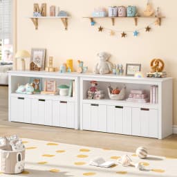 Getone Toy Storage Toy Storage Unit with Rolling Wheels Cabinet with 3 Drawers Kids Toy Storage Children's Bookcase Storage Unit for Living Room 102x33x62cm