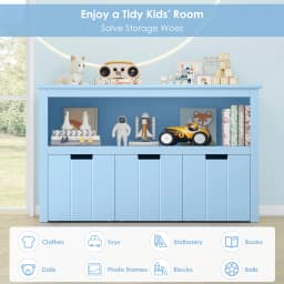 Getone Toy Storage Toy Storage Unit with Rolling Wheels Cabinet with 3 Drawers Kids Toy Storage Children's Bookcase Storage Unit for Living Room 102x33x62cm