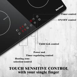 Karinear Plug in Induction Hob, 4 Zones Electric Hob 60cm, with Touch Control & Safety Lock, Black Ceramic Glass