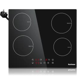 Karinear Plug in Induction Hob, 4 Zones Electric Hob 60cm, with Touch Control & Safety Lock, Black Ceramic Glass