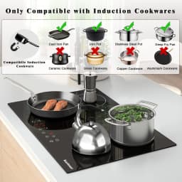 Karinear Plug in Induction Hob, 4 Zones Electric Hob 60cm, with Touch Control & Safety Lock, Black Ceramic Glass
