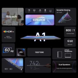 ARZOPA 15.6 inch Portable Monitor FHD 1080P IPS USB-C Mini-HDMI External Second Screen for Mac Laptop PC Switch Xbox PS4/5 Xbox