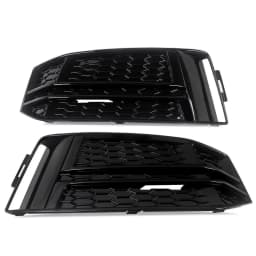 MAGICKIT For Audi A4 S4 B9 S-Line 2016-2018 Black Honeycomb Front Fog Light Grille Cover CAR Accessories Gloss Black