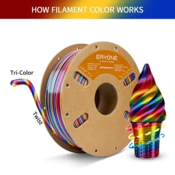 ERYONE 3KG PLA Silk Twist Rainbow Premium Shiny Filament 3D Print, Multicolor, PLA Silk Twist Rainbow Filament, 1KG/Spool