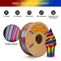 ERYONE 3KG PLA Silk Twist Rainbow Premium Shiny Filament 3D Print, Multicolor, PLA Silk Twist Rainbow Filament, 1KG/Spool
