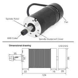 Air cooled DC Brushless Spindle Motor 400W 48V ER8 + 600W 60V Driver Without Hall CNC Router Milling Kit