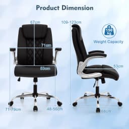 GOFLAME PU Leather Office Chair Height Adjustable Executive Chair-Black