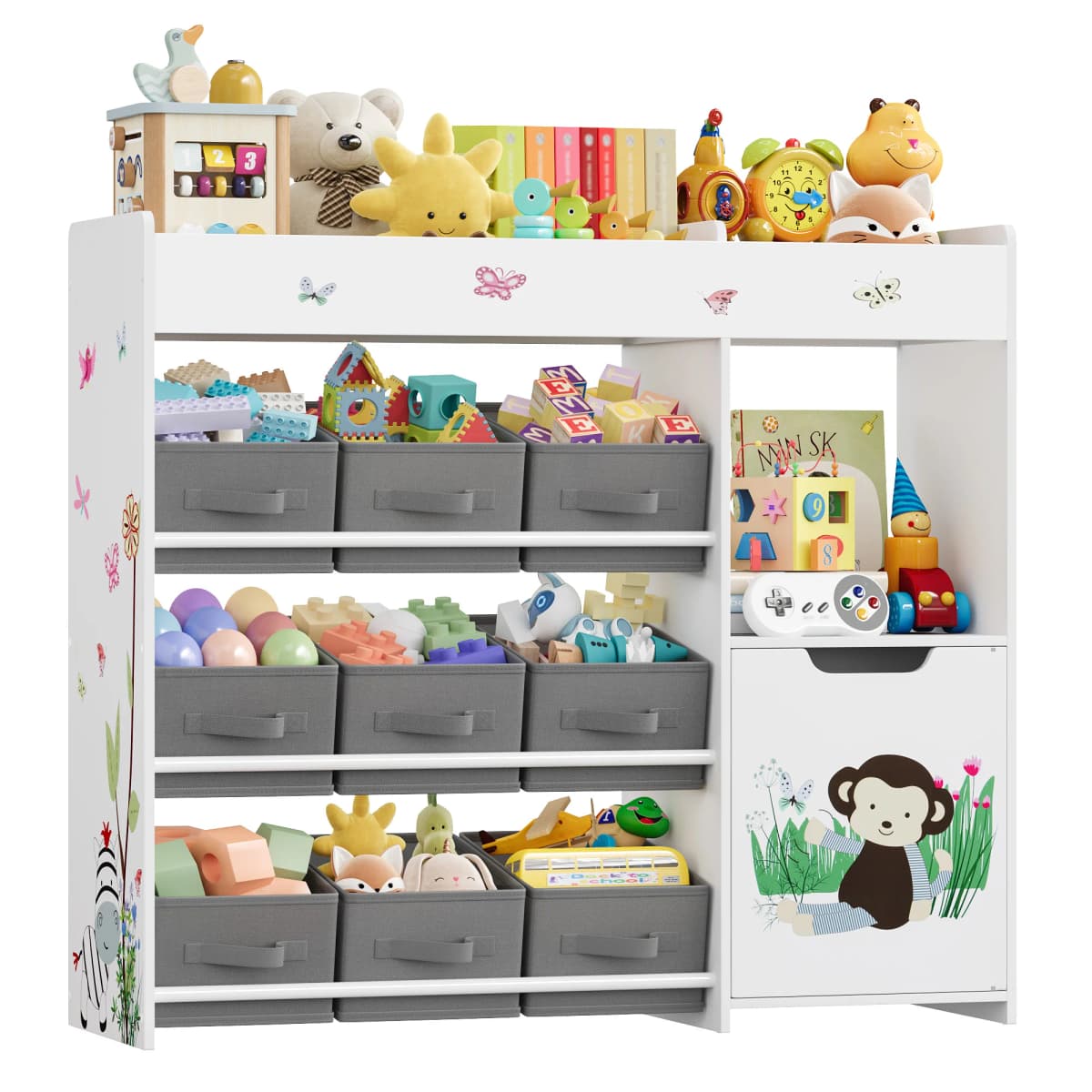 Children's shelf with 9 boxing, shelf for the children's room with a bookshelf, toy shelf for the children's room