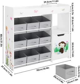 Children's shelf with 9 boxing, shelf for the children's room with a bookshelf, toy shelf for the children's room
