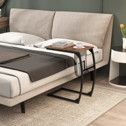 GOFLAME C-Shaped Side Table Heavy-duty Metal Frame End Table with Mesh Storage Bag
