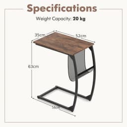 GOFLAME C-Shaped Side Table Heavy-duty Metal Frame End Table with Mesh Storage Bag