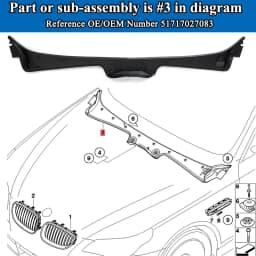 Fit For BMW E60 E61 2003-2010 Front Windshield Wiper Cowl Trim Panel Cover Black