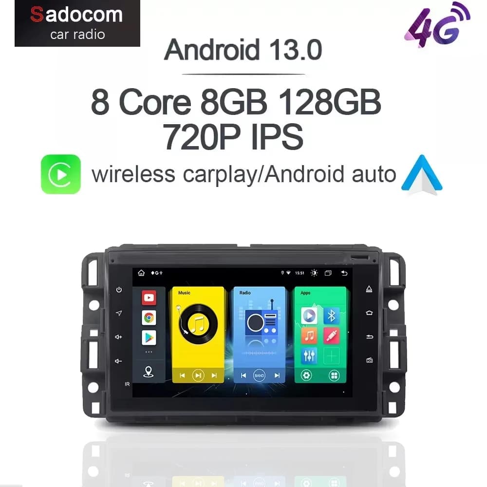CarPlay 720P PX6 8" 2 din Android 13.0 8GB 128G 8 Core Car Player For GMC Yukon Tahoe 2007-2012 multimedia autoradio radio