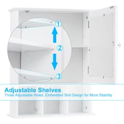 ERGOMASTER Bathroom Wall Storage Cabinet Wooden Hanging Medicine Organizer W/ Mirror White