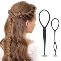 2pcs/S Et Ponytail Creator Plastic Loop Black Pony Topsy Tail Clip Hair Accessories Braiding Maker Styling Tool For Women Girls