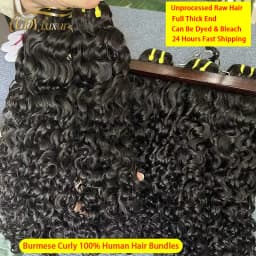 Burmese Curly Raw Virgin Hair Bundles Thick 100% Unprocessed Human Hair Extensions Vietnamese Wavy Bouncy Double Weft Full Head