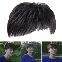 Synthetic Men Natural Fake Hairpiece Black False Hair Cover Effectively Cover Thinning Hair Male Clips-On Short Hair Wig