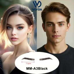 VEYDA Fake Eyebrow Women Or Man Hair Brazilian Hair Invisible Handmade 100% Human Hair Fake Eyebrows Hand Tied False Eyebrows