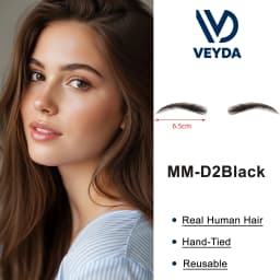 VEYDA Fake Eyebrow Women Or Man Hair Brazilian Hair Invisible Handmade 100% Human Hair Fake Eyebrows Hand Tied False Eyebrows