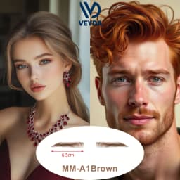 VEYDA Fake Eyebrow Women Or Man Hair Brazilian Hair Invisible Handmade 100% Human Hair Fake Eyebrows Hand Tied False Eyebrows