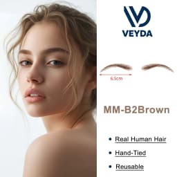 VEYDA Fake Eyebrow Women Or Man Hair Brazilian Hair Invisible Handmade 100% Human Hair Fake Eyebrows Hand Tied False Eyebrows