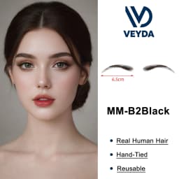 VEYDA Fake Eyebrow Women Or Man Hair Brazilian Hair Invisible Handmade 100% Human Hair Fake Eyebrows Hand Tied False Eyebrows